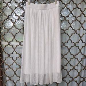 Metro Wear Scandi Boho Chic Festival Fairy Ethereal White Sheer Maxi Skirt M